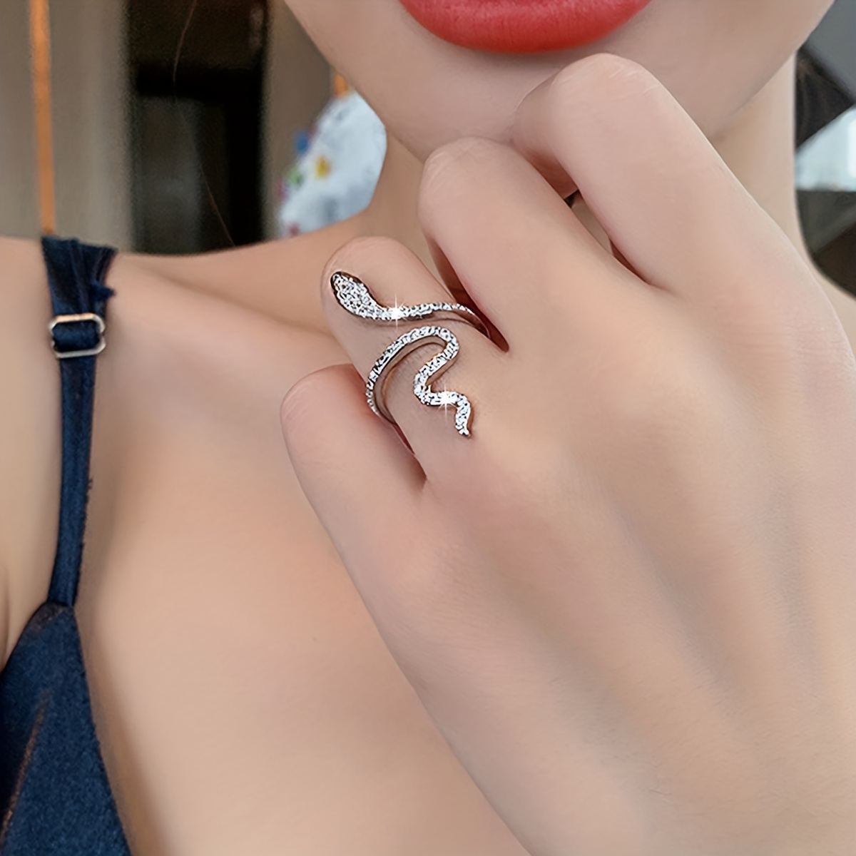 Minimalist Snake Shaped Ring with Unique Open for Women